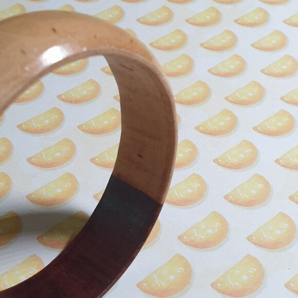 Wooden Two Tone Handcrafted Bracelet Natural Finish Women Beach Core Bangle - Picture 2 of 4